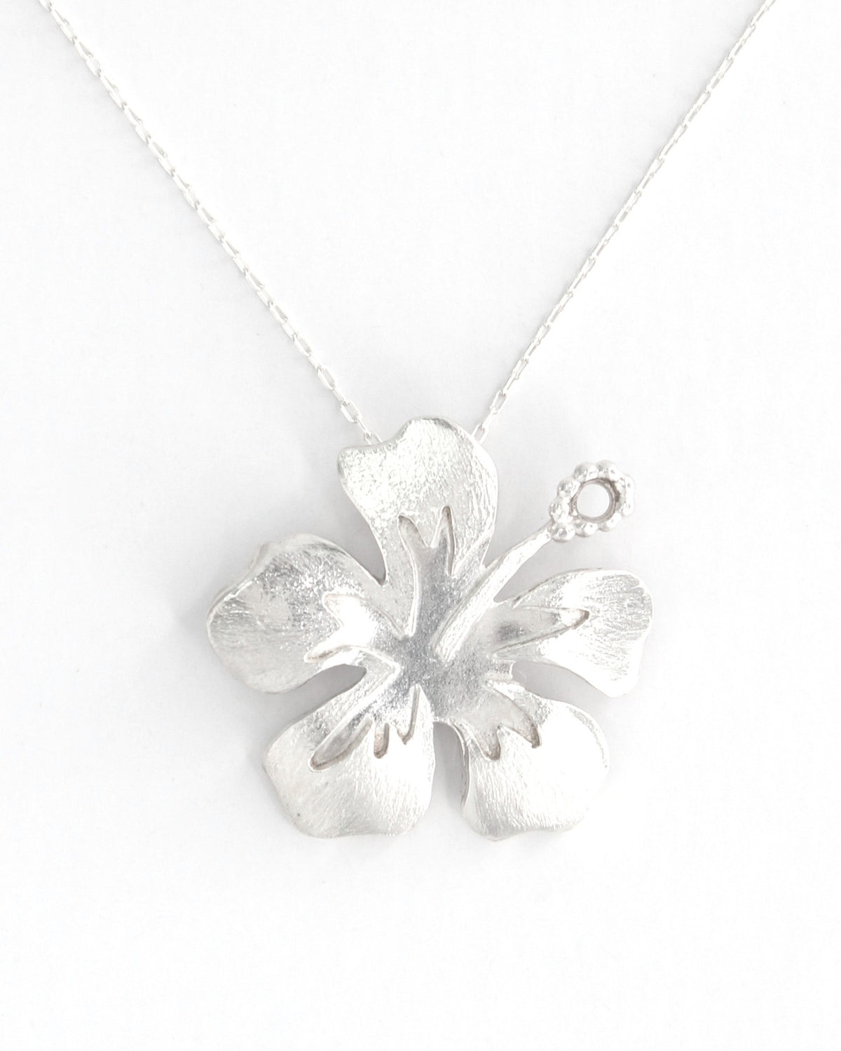 Hibiscus Flower Hand-Pierced Sterling Silver Necklace