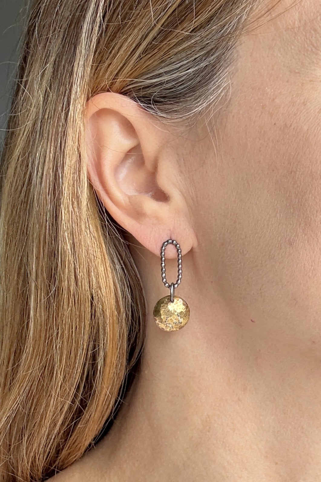 Beaded Oval and Keumboo Circle Earrings