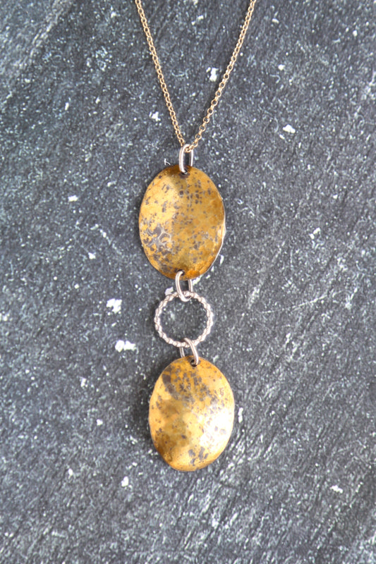 Keumboo Hammered Shield + Beaded Circle Necklace