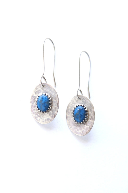 Lapis Lazuli Hammered Shield Earrings