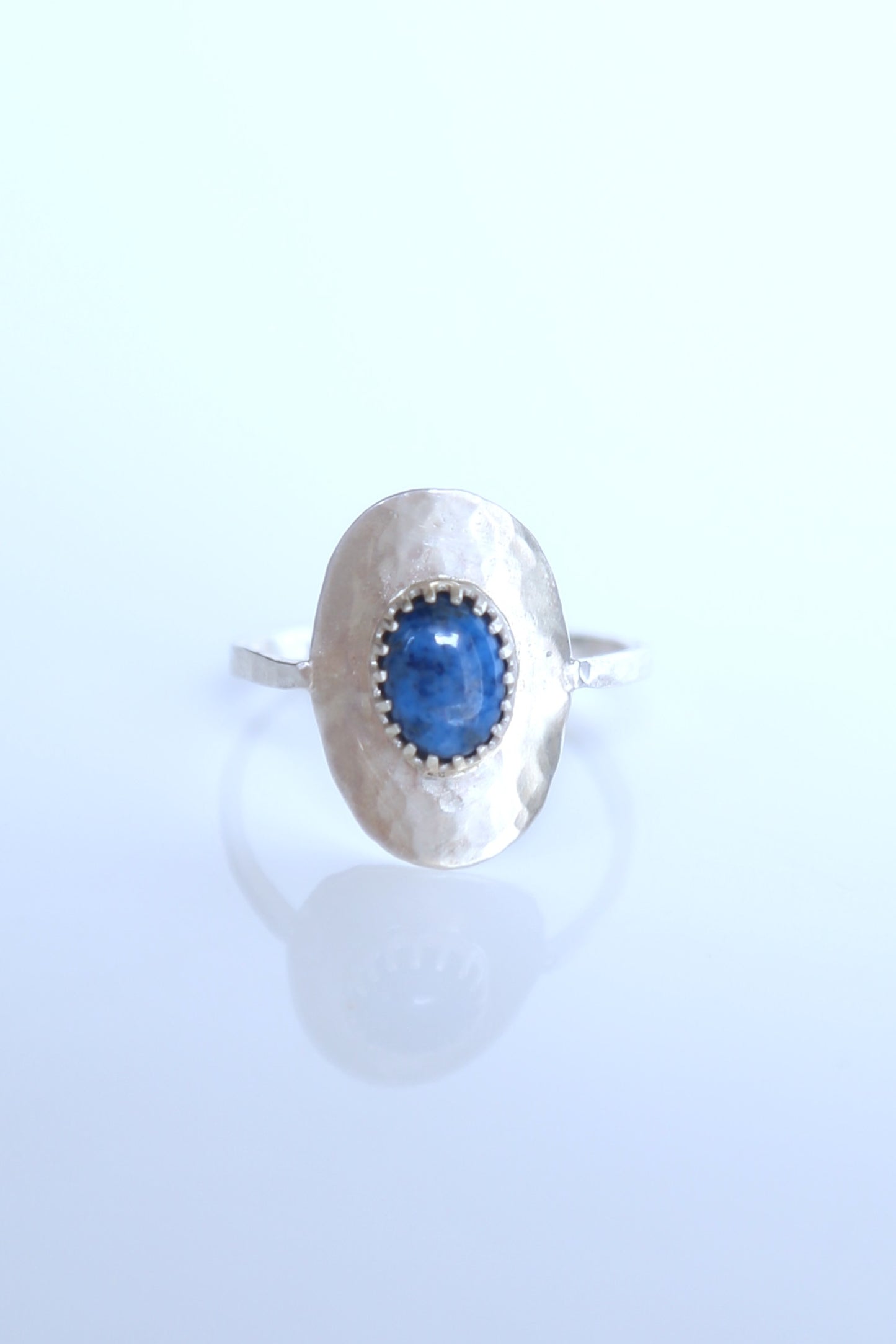 Lapis Lazuli Hammered Shield Ring