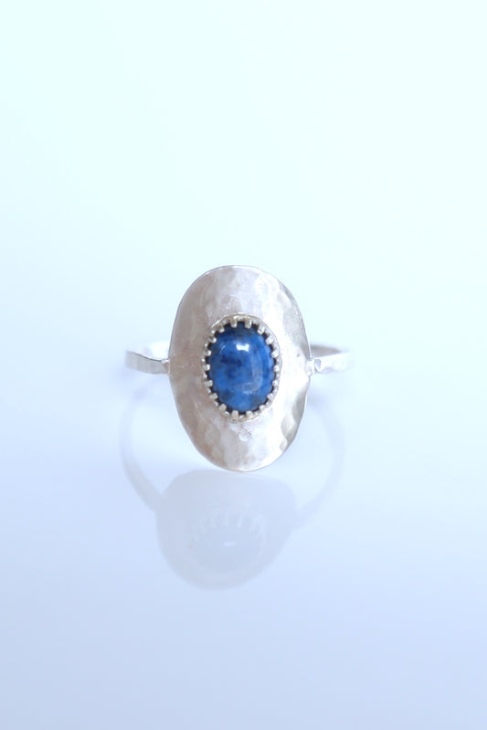 Lapis Lazuli Hammered Shield Ring