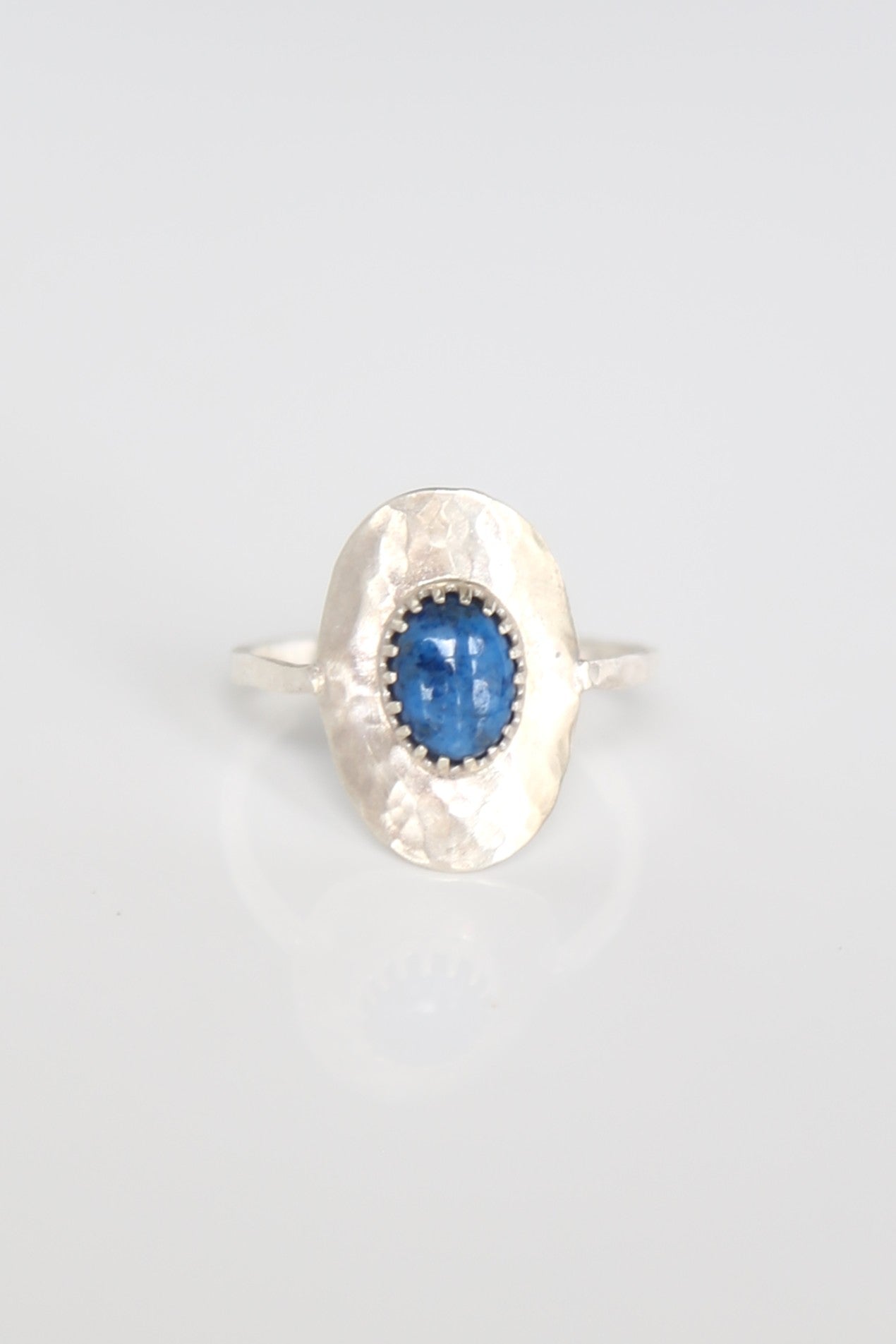 Lapis Lazuli Hammered Shield Ring