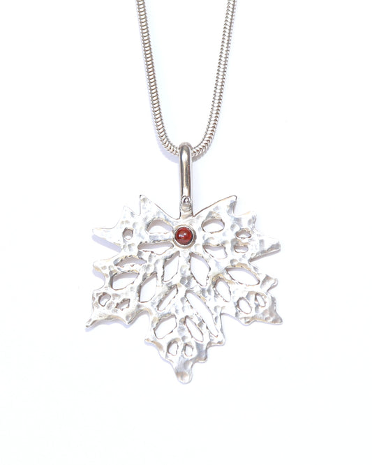 Garnet Maple Leaf Hand-Pierced Necklace