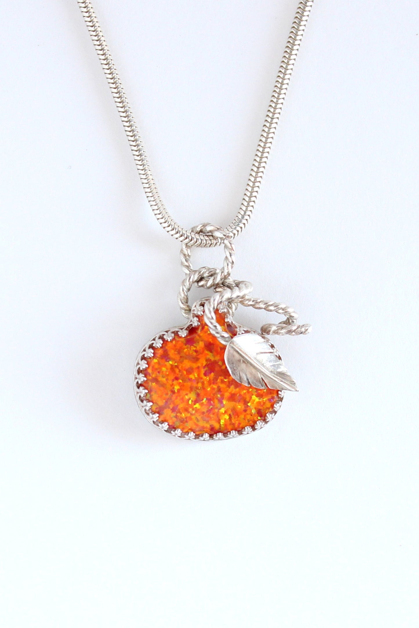 Pumpkin Monarch Opal Necklace