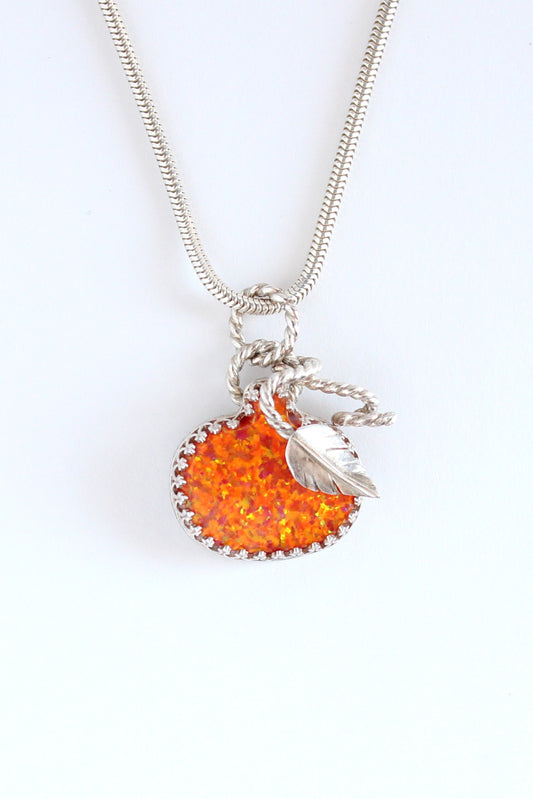 Pumpkin Monarch Opal Necklace