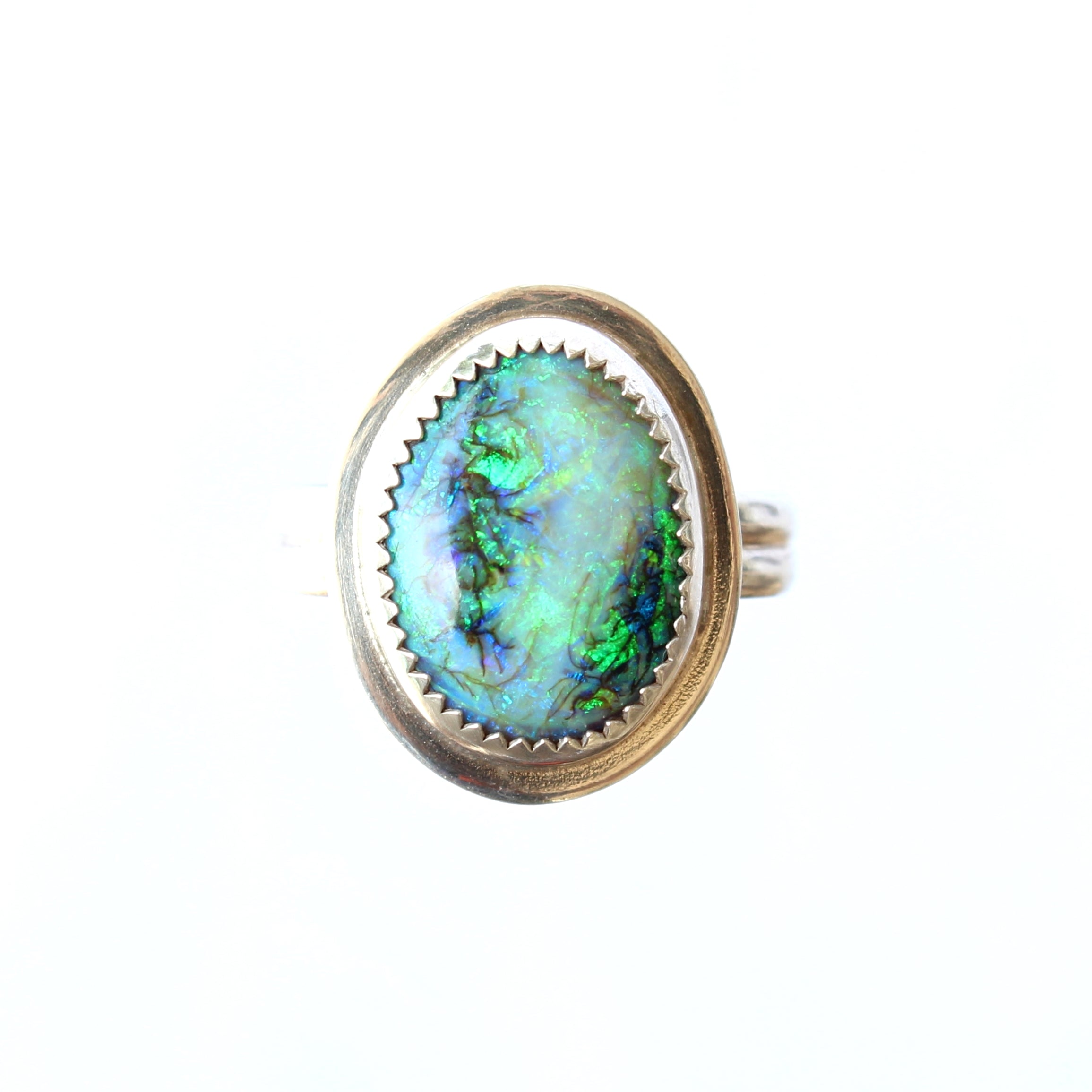 Sterling silver monarch opal star adjustable outlet ring