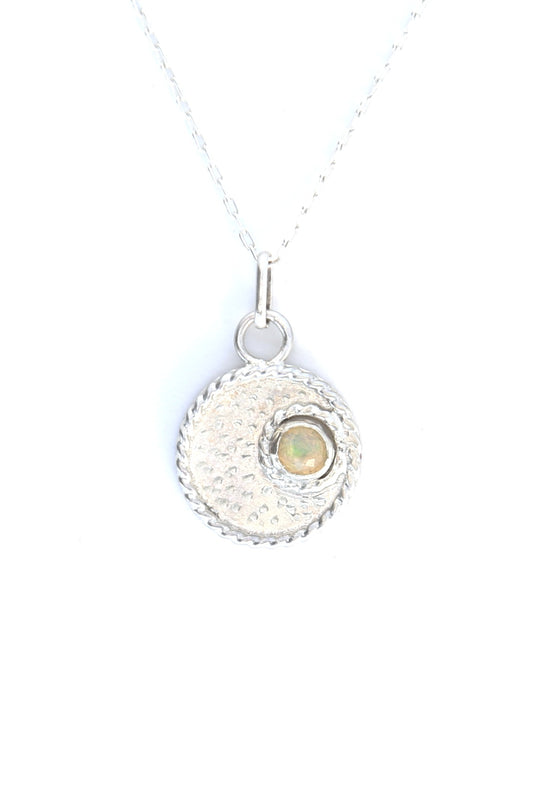 White Opal Moon Sterling Silver Necklace