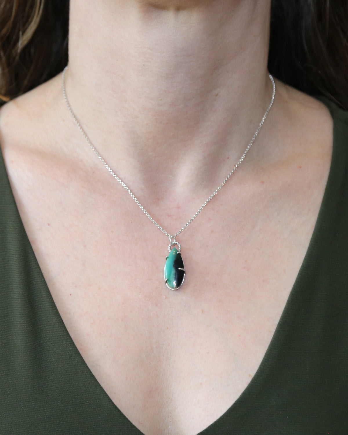 Opalized Petrified Wood Sterling Silver Necklace