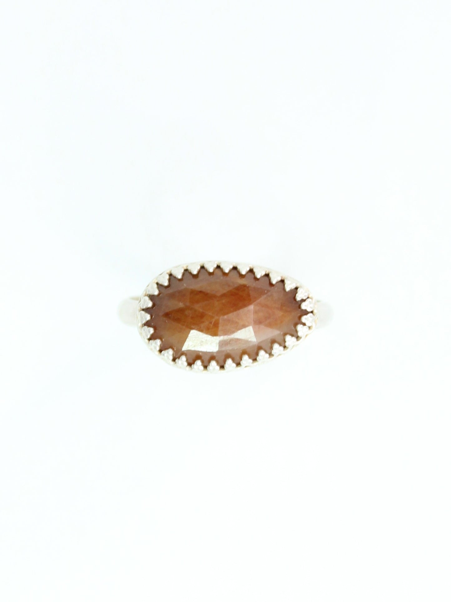 Orange Sapphire Sterling Silver Ring, Size 8.5