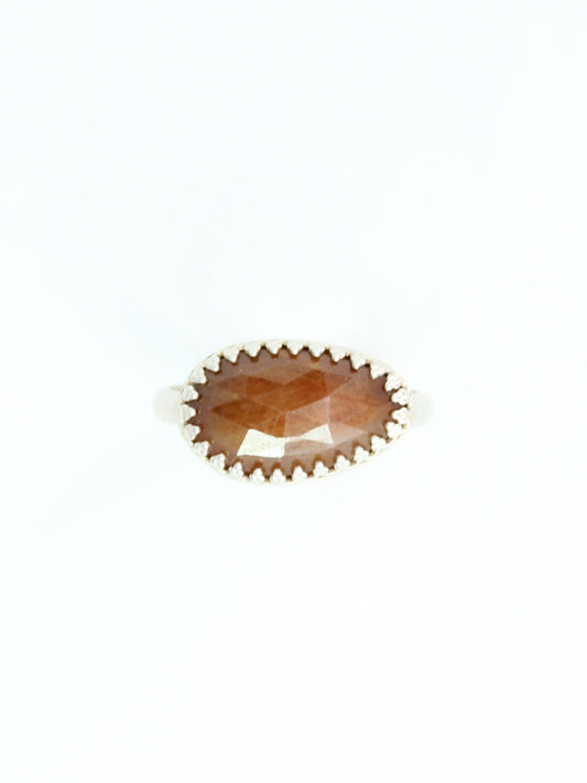 Orange Sapphire Sterling Silver Ring, Size 8.5