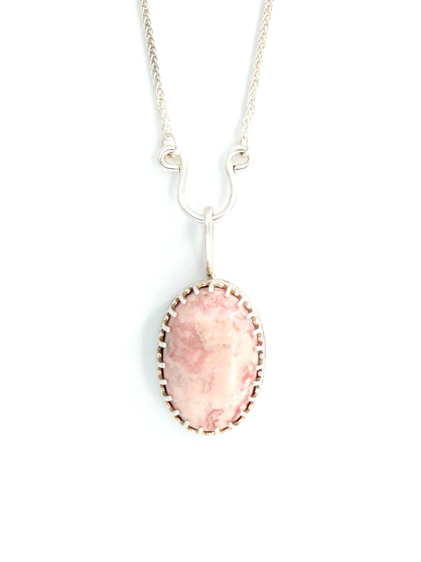Pink Agate Sterling Silver Necklace