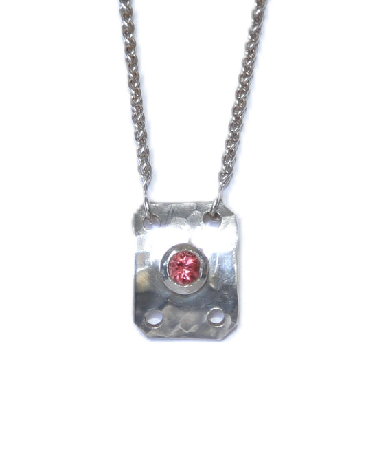 Pink Tourmaline Rectangle Necklace
