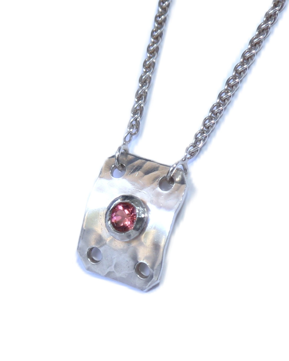 Pink Tourmaline Rectangle Necklace