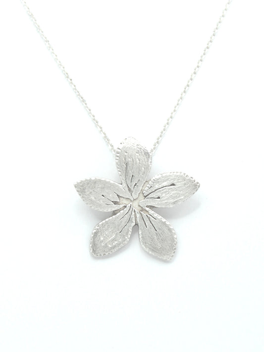 Plumeria Flower Hand-Pierced Sterling Silver Necklace
