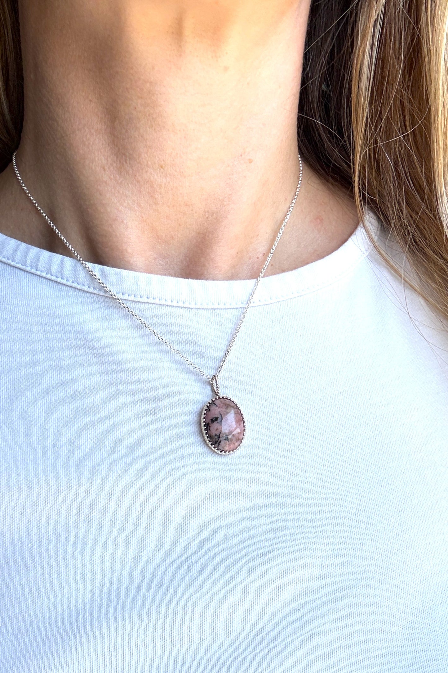 Rhodonite Sterling Silver Necklace