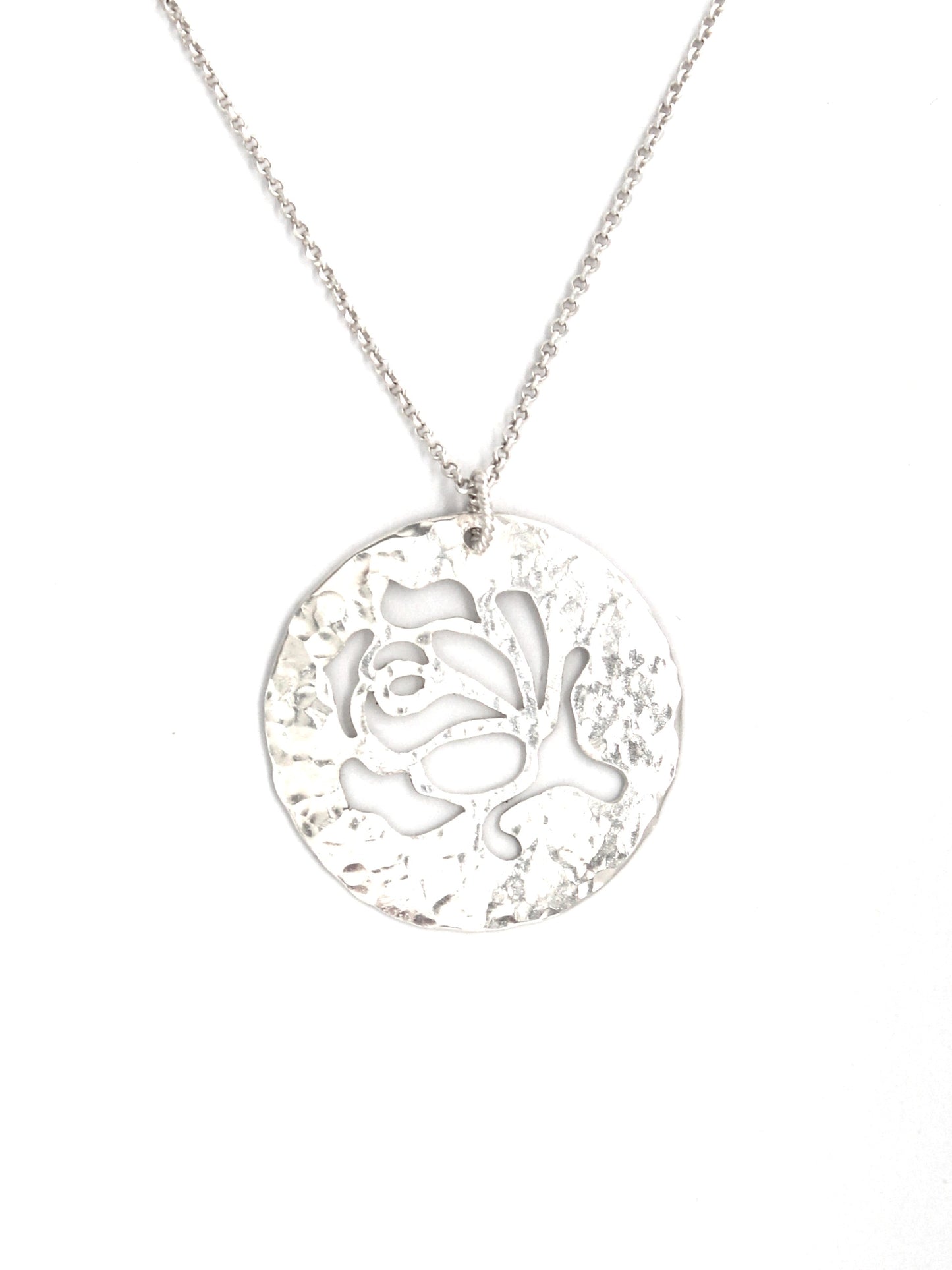 Rose Bud Hand-Pierced Sterling Silver Necklace