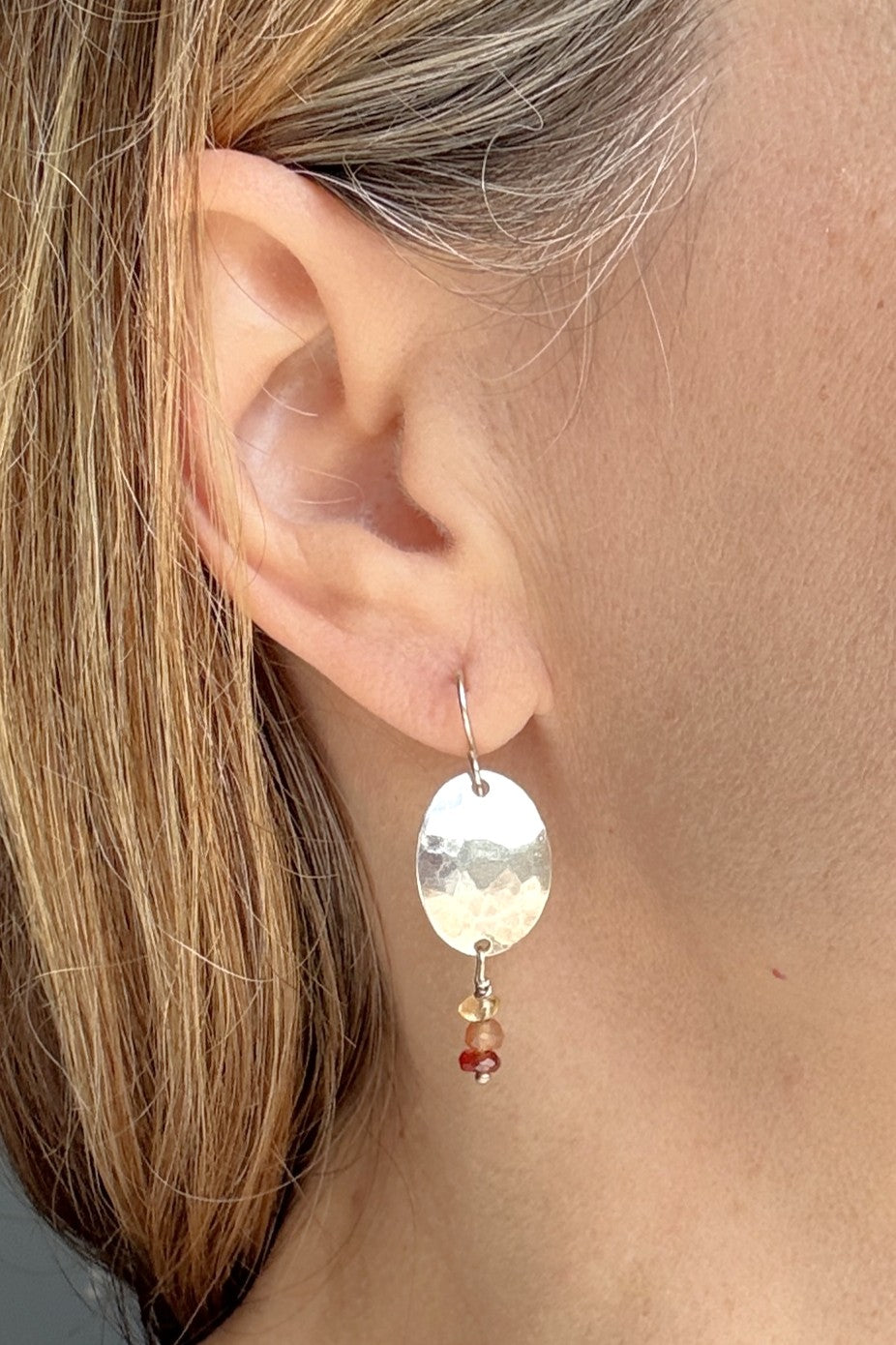 Hammered Shield Sapphire Drops Earrings
