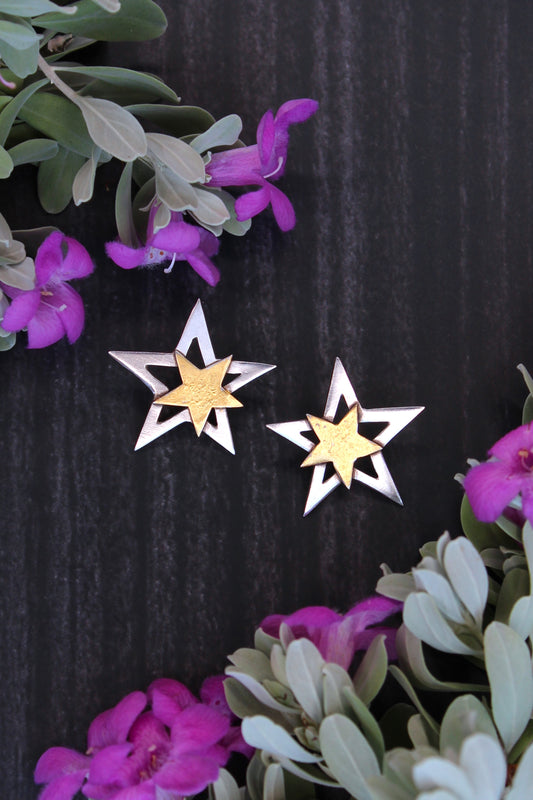 Shooting Stars Hand-Pierced Keum Boo Earrings