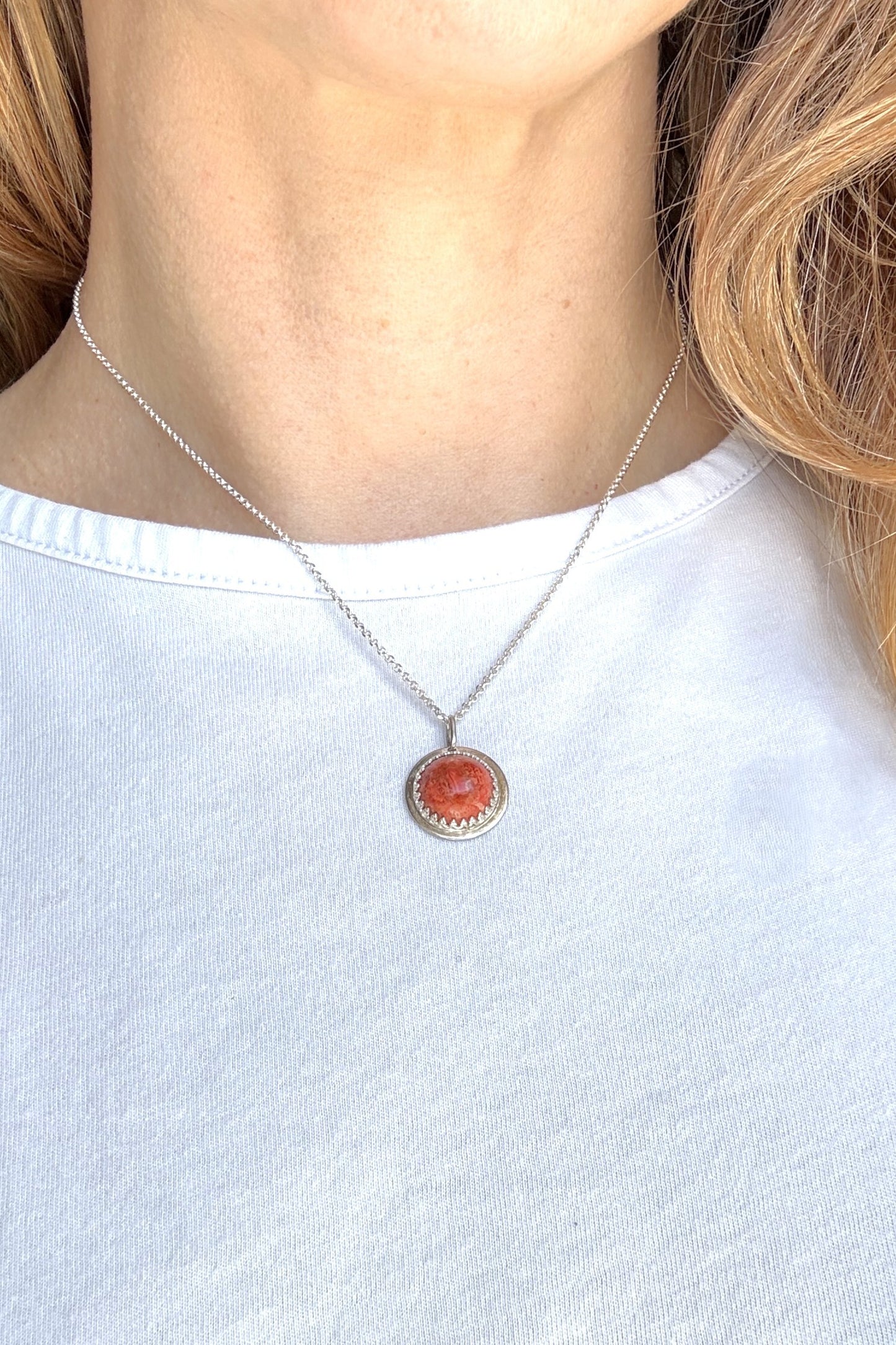 Sponge Coral Sterling Silver Necklace