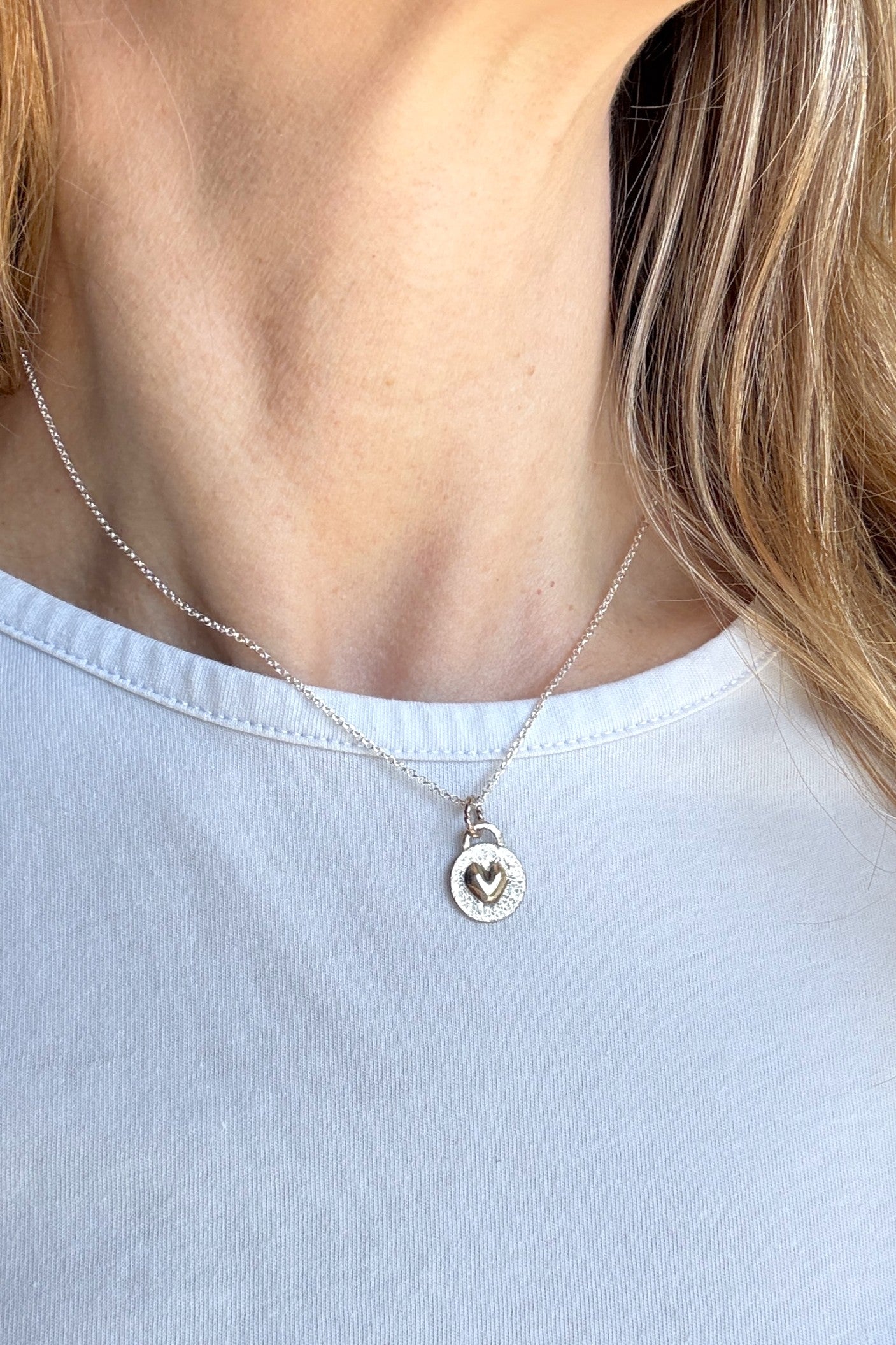Stamped Heart Sterling Silver Necklace