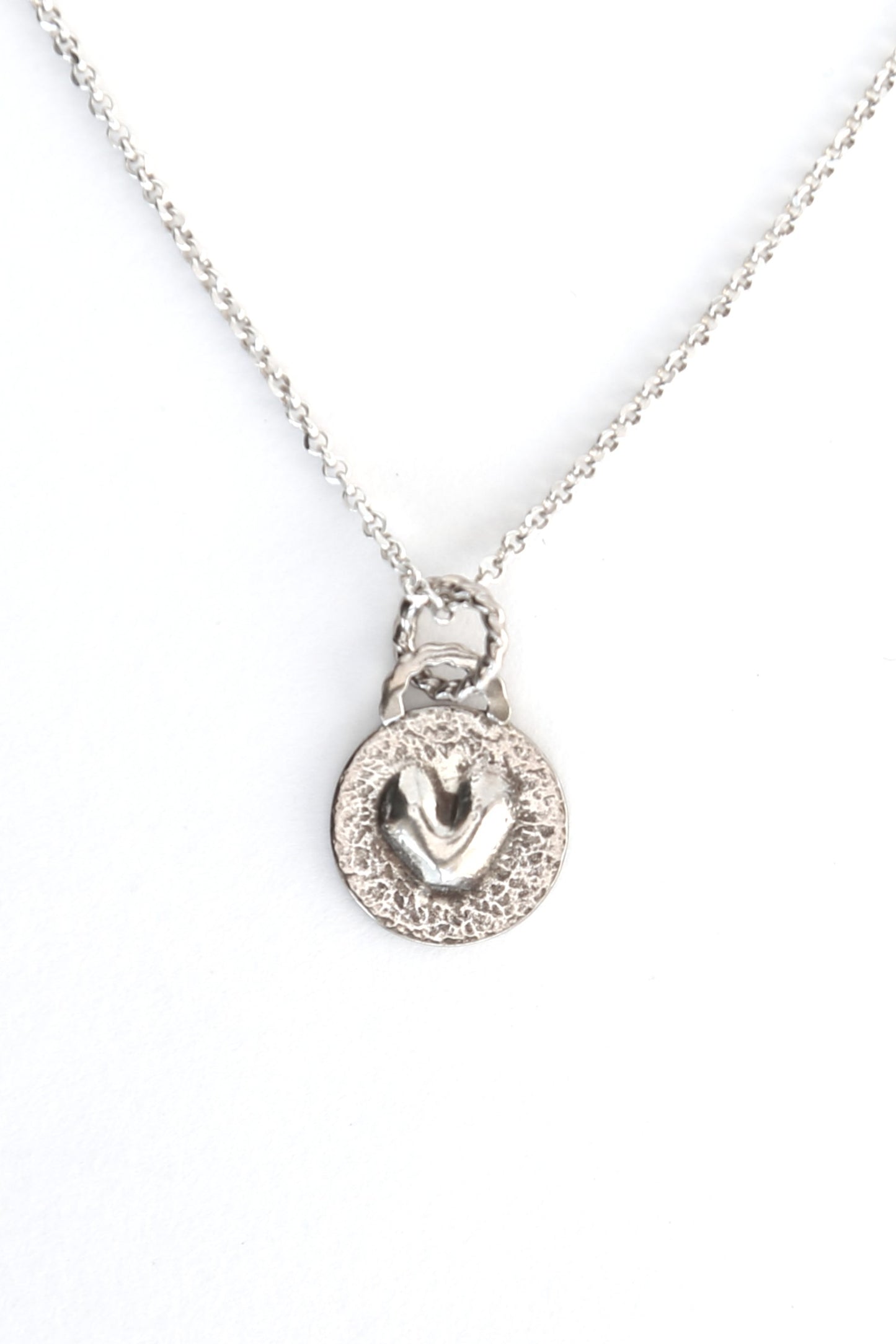 Stamped Heart Sterling Silver Necklace