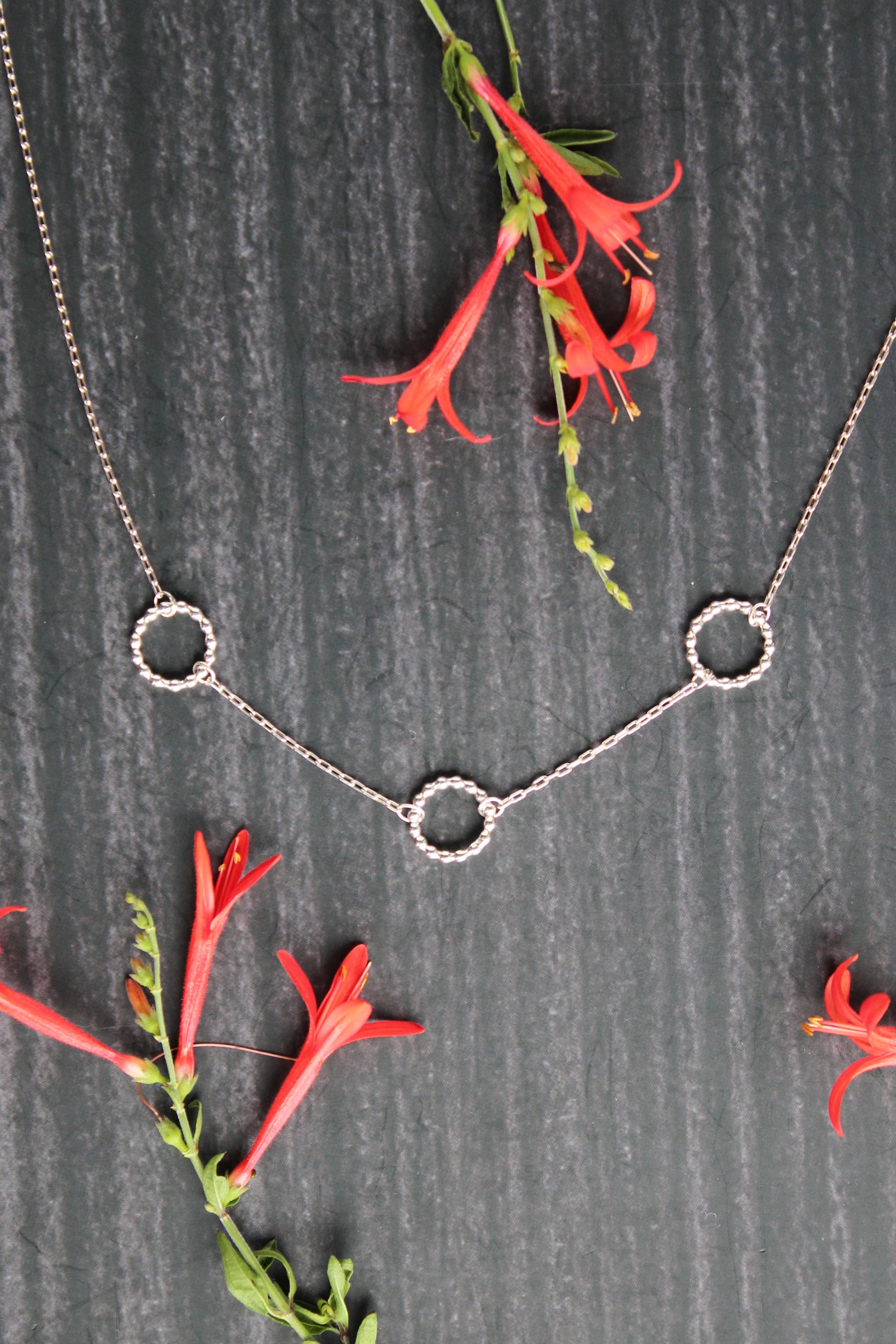 Three Beaded Circle Sterling Silver Everyday Necklace by Cara Carter Jewelry