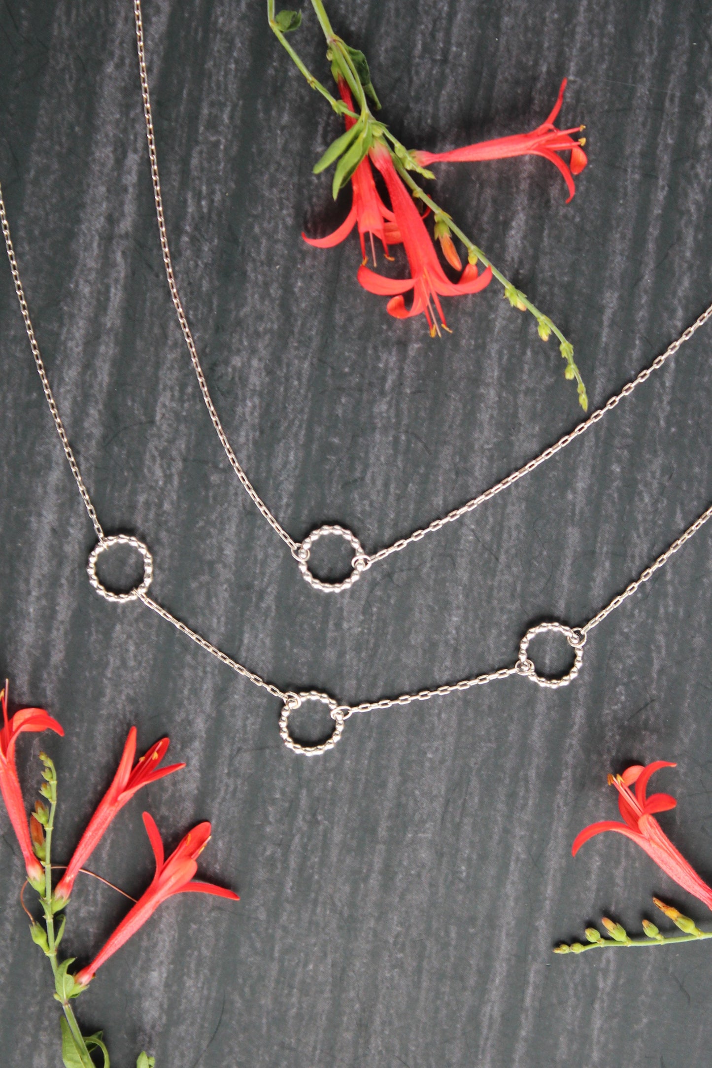 Three Beaded Circle Sterling Silver Everyday Necklace by Cara Carter Jewelry