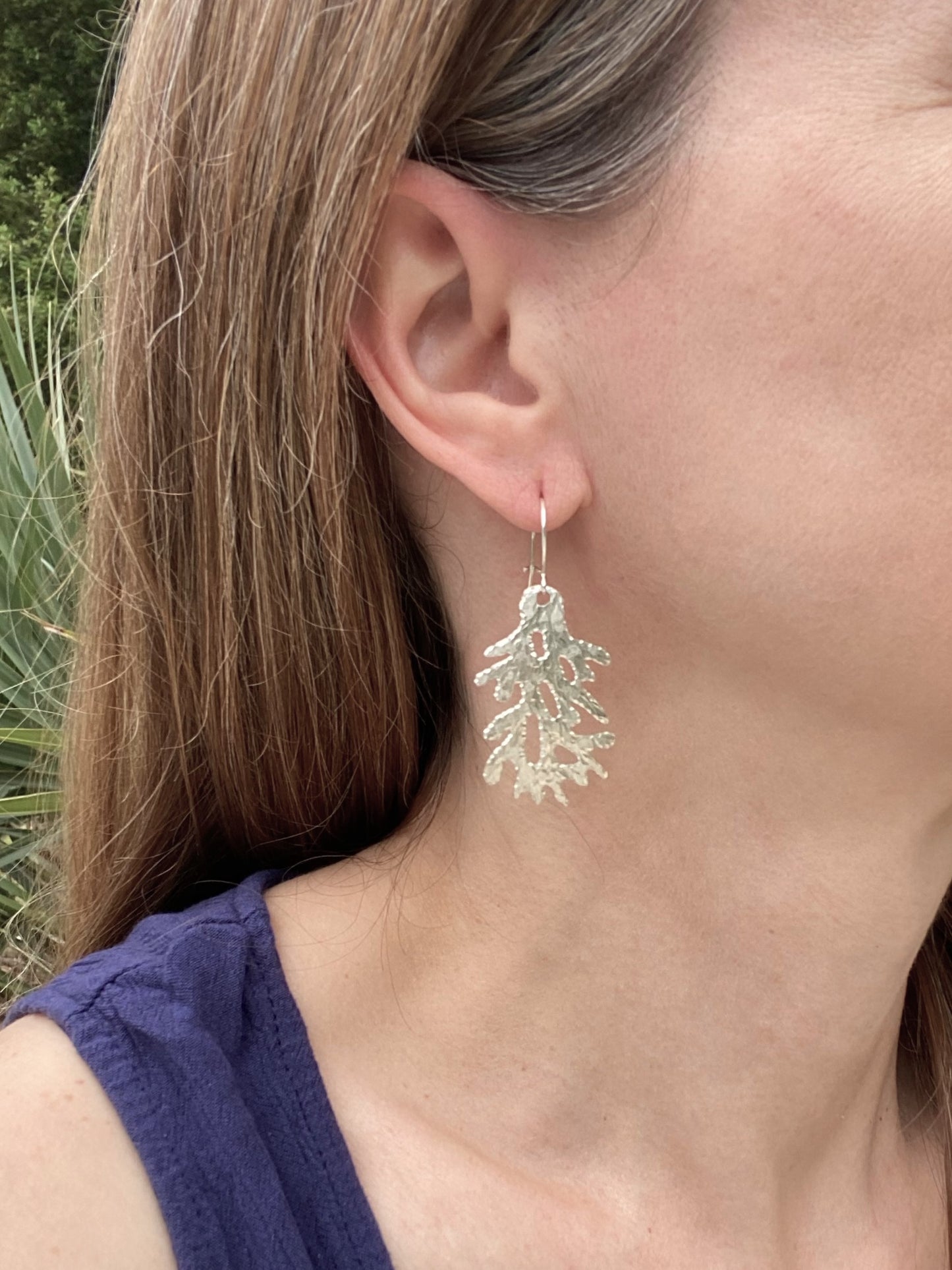 Coral Crest Hand-Pierced Sterling Silver Earrings