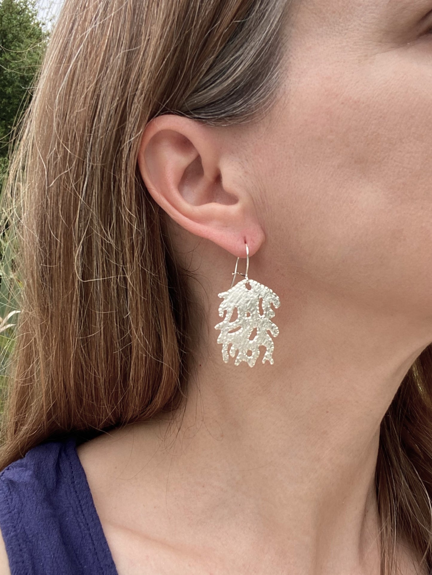 Coral Drift Hand-Pierced Sterling Silver Earrings