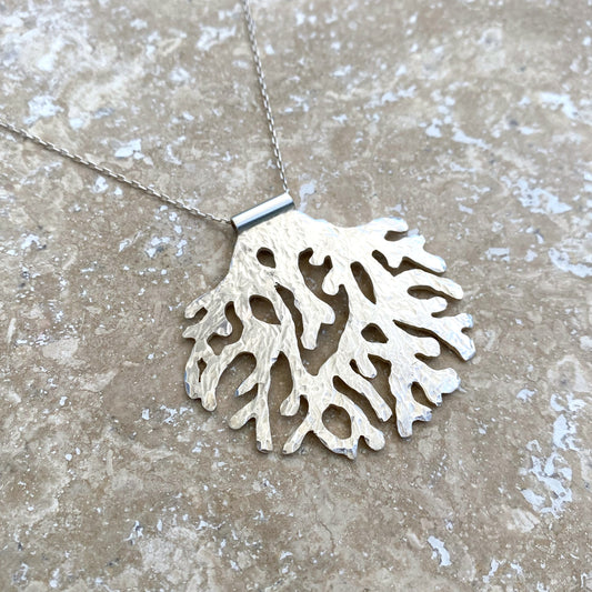 Coral Oasis Hand-Pierced Sterling Silver Necklace