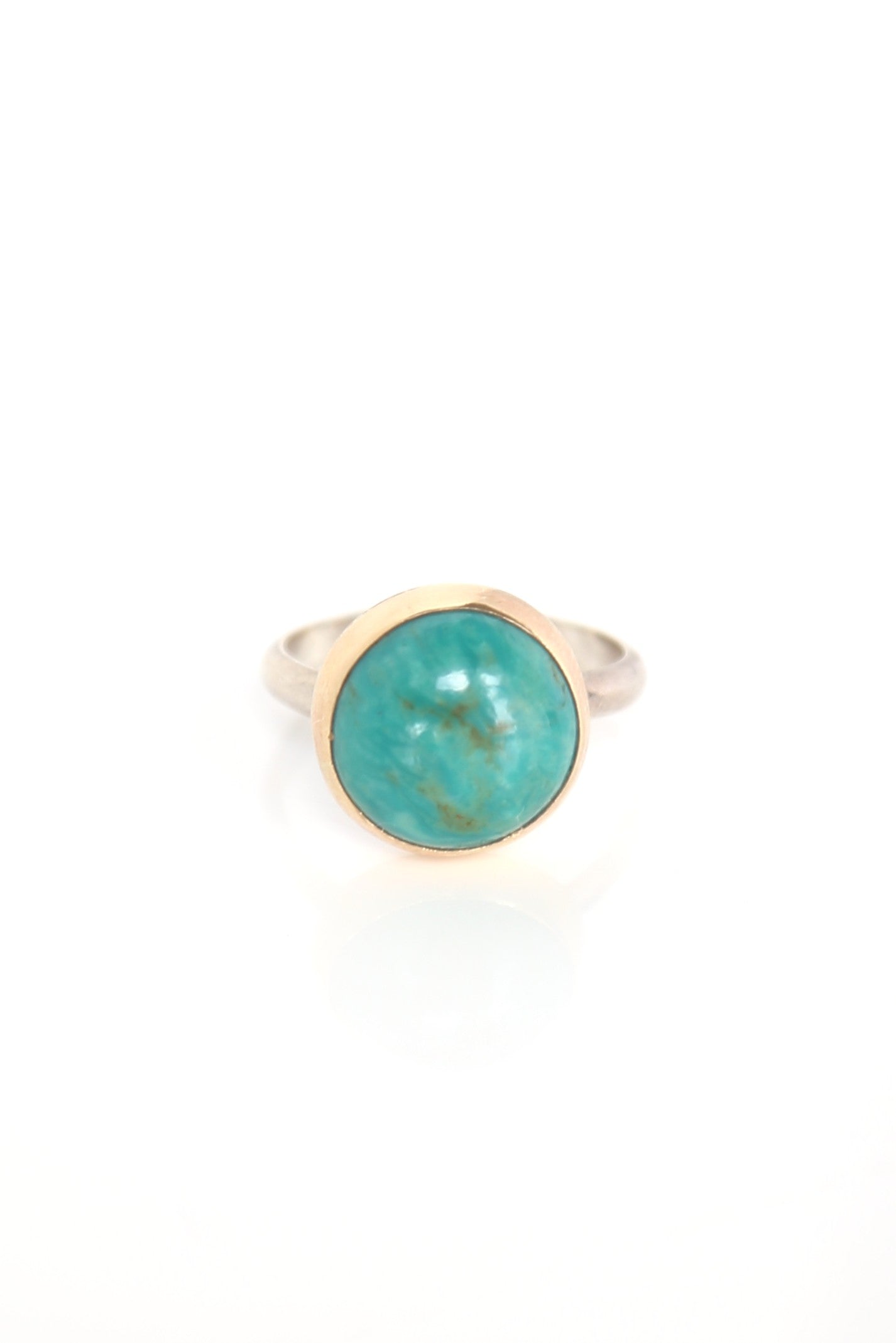 14k Gold and Sterling Turquoise Circle Open Band Ring
