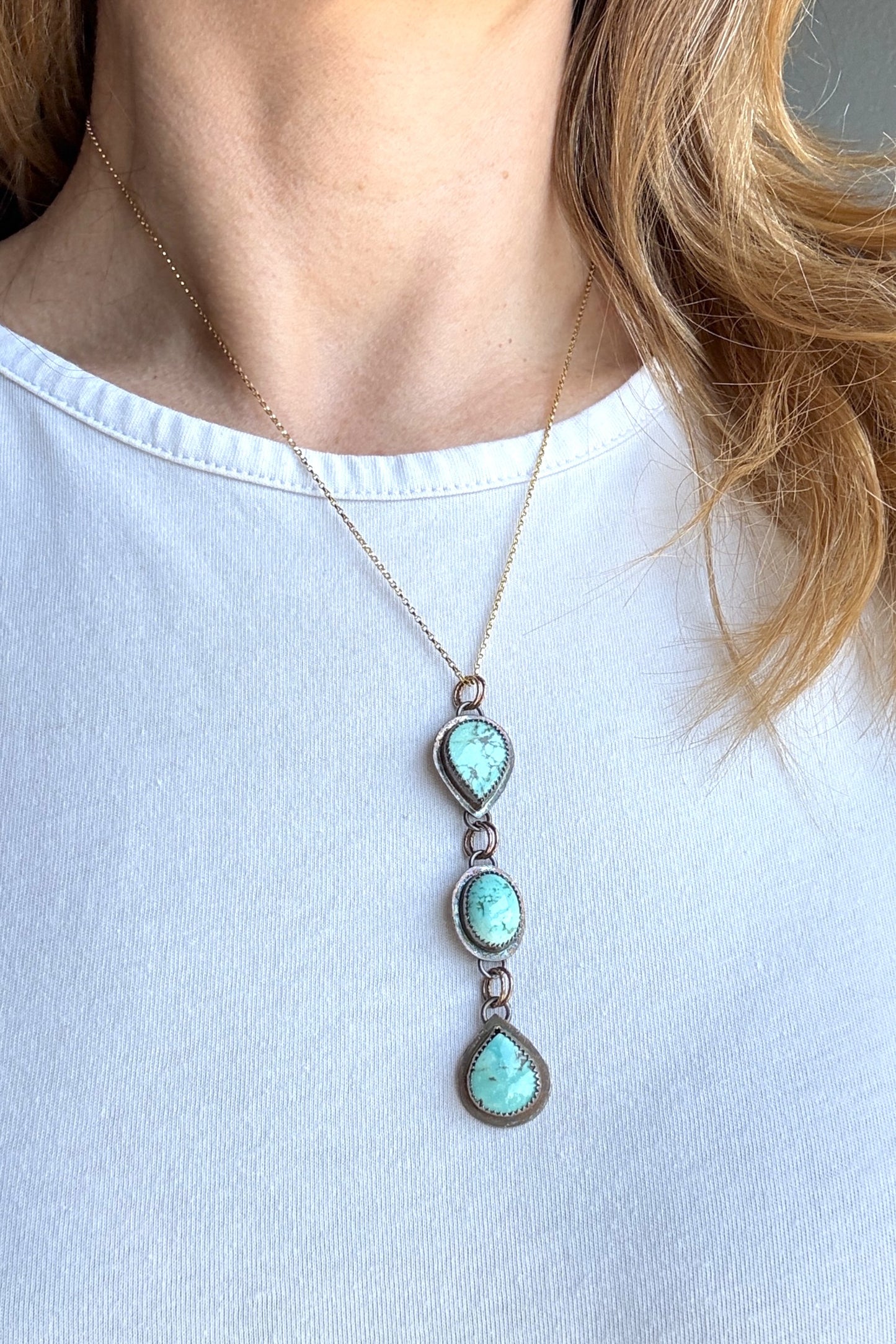 Turquoise Trio Mixed Metal Necklace