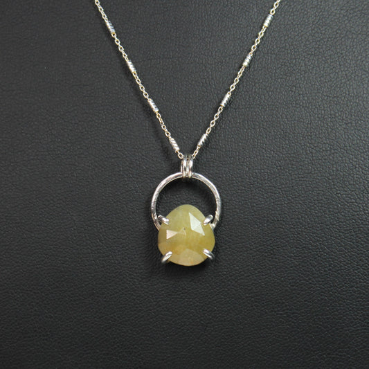 Yellow Sapphire "Halo" Sterling Silver Necklace
