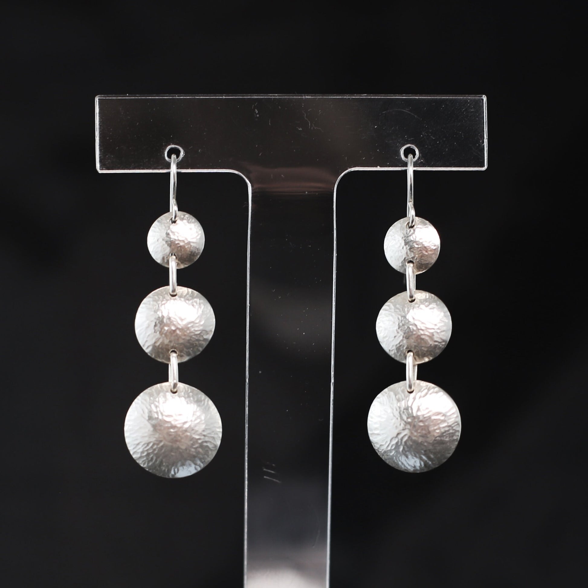 Luna Hammered Circles Sterling Silver Earrings, Classic Everyday Jewelry. Handmade by Cara Carter Jewelry